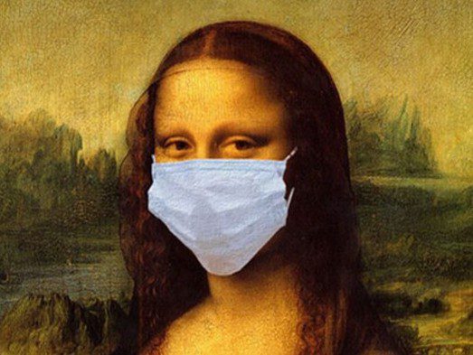 Missouri ArtSafe logo: Mona Lisa wearing a Covid-19 mask.